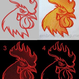 Fire Rooster (4 designs for hoop 140*200 mm) brd0044