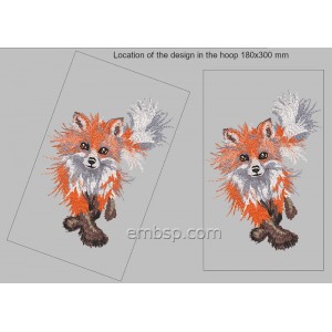 Location of the design in the hoop 180x300 mm