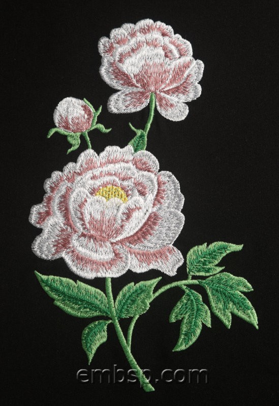 Machine embroidery design White peonies flw0147